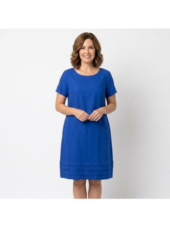 Emery Rose Dresses & Skirts - Emery Rose Blue Shift Dress Women Size M Cotton Short Sleeve Casual Office NEW